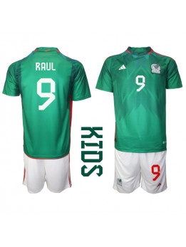Otroški Nogometna dresi replika Mehika Raul Jimenez #9 Domači SP 2022 Kratek rokav (+ hlače)